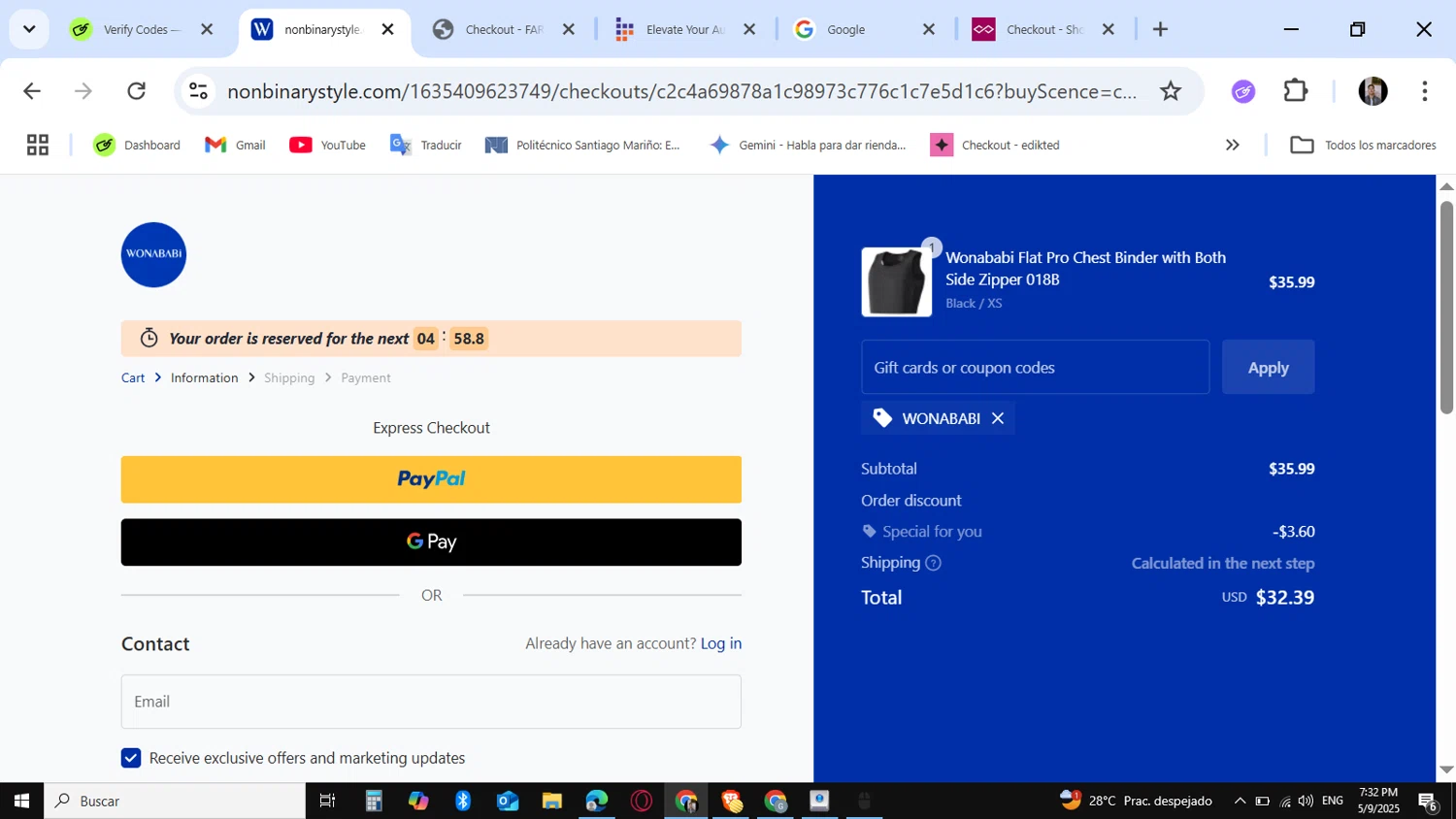 Wonababi promo code screenshot showing code WONABABI applied at Wonababi checkout page. Uploaded by SimplyCodes community member KataldoMustafack on May 9, 2025