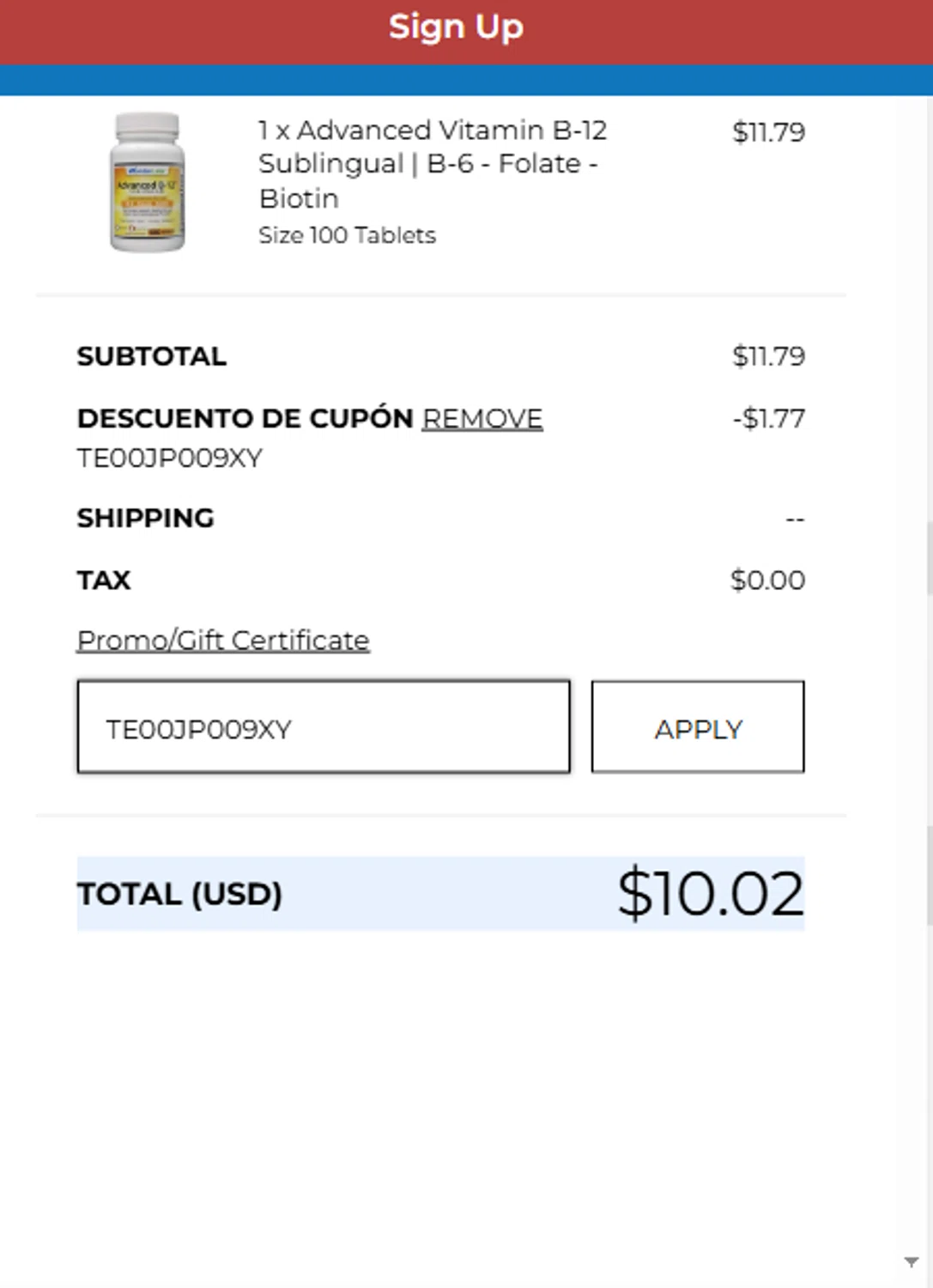 WonderLabs coupon code screenshot showing code TE00JP009XY applied at WonderLabs checkout page. Uploaded by SimplyCodes community member MrWolf on May 29, 2025
