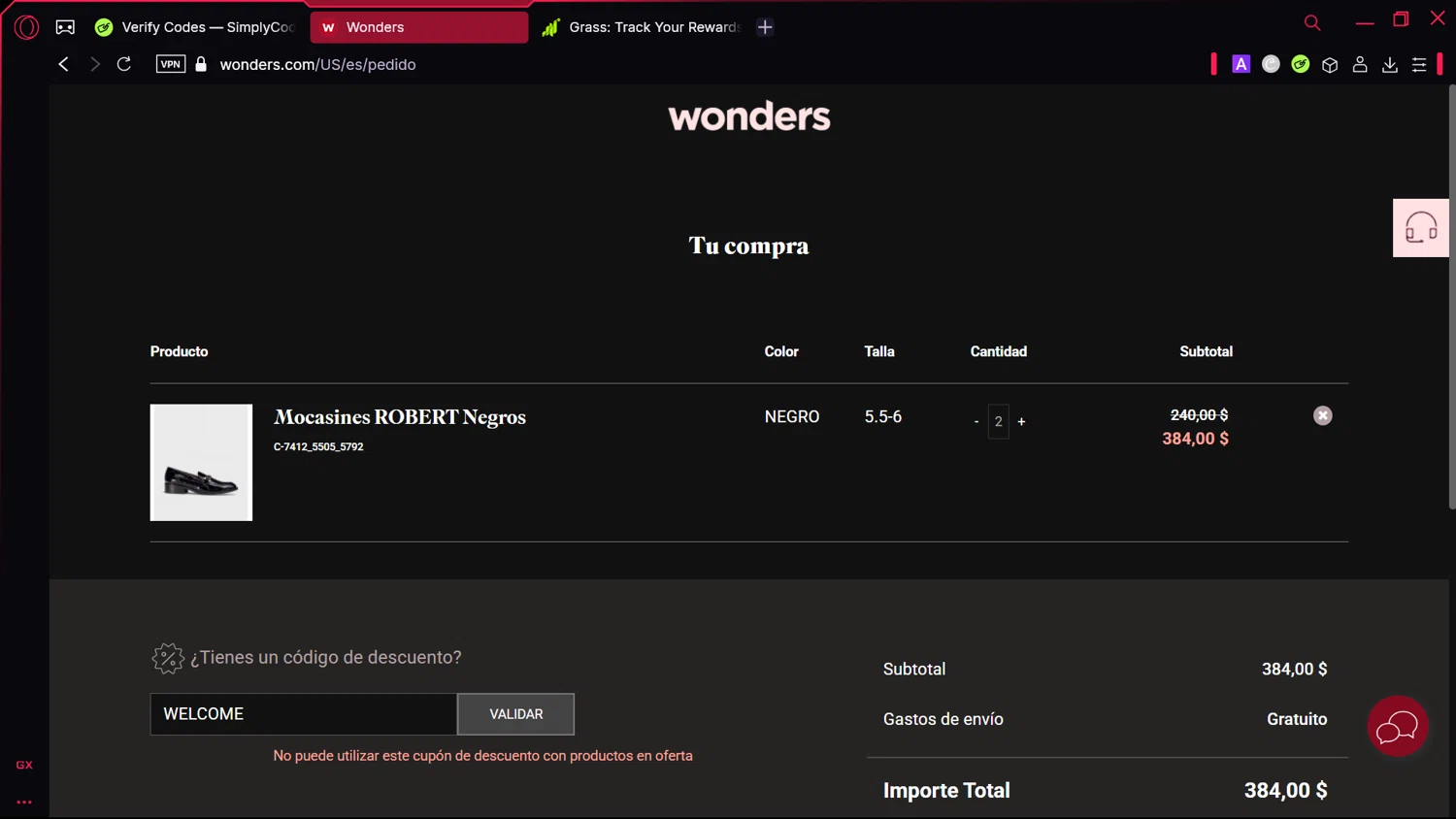 Shoes Wonders checkout page showing Shoes Wonders promo code box | Screenshot taken by SimplyCodes community member on Feb 3, 2025