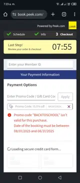 BACKTOSCHOOL coupon verification screenshot