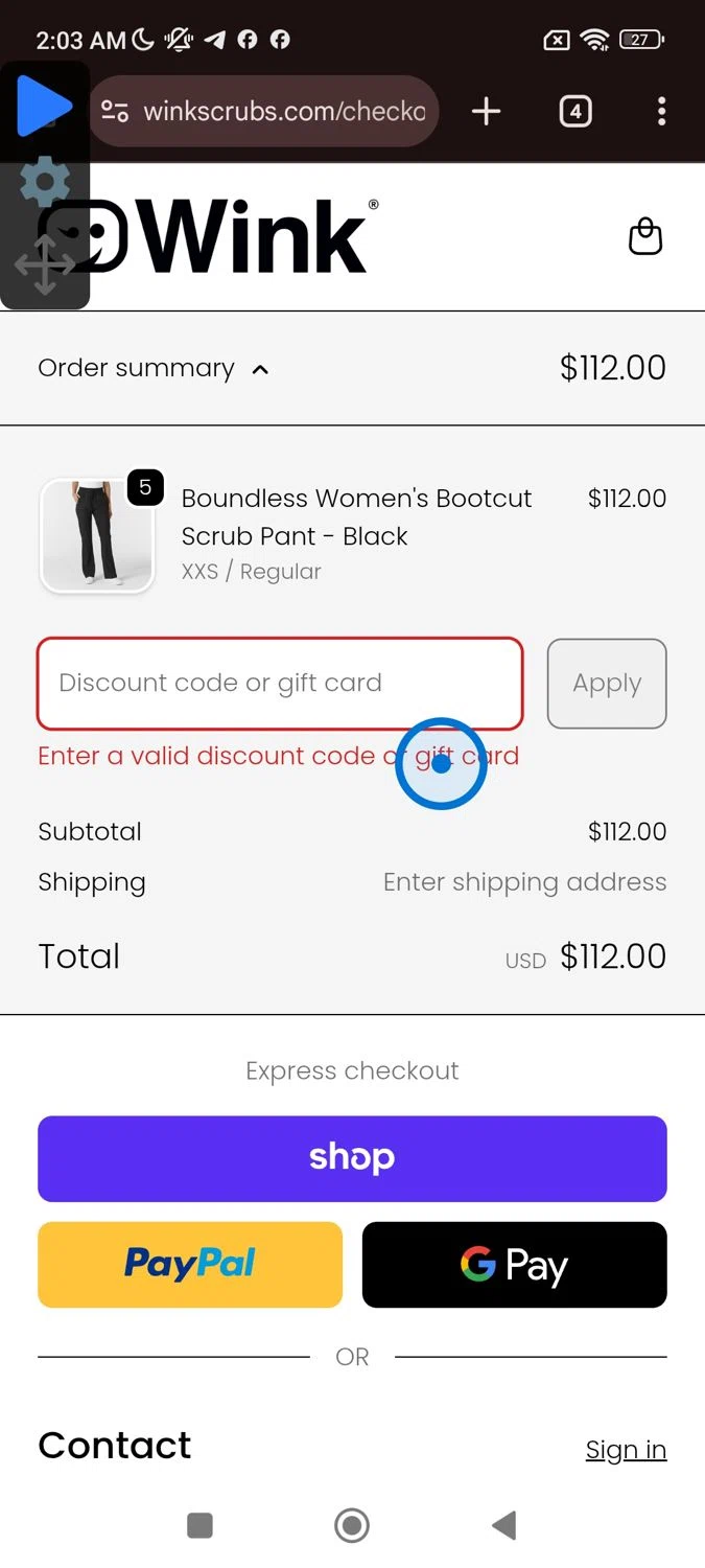 WonderWink promo code screenshot showing code KASHARIE10 applied at WonderWink checkout page. Uploaded by SimplyCodes community member widdyto on Oct 6, 2025