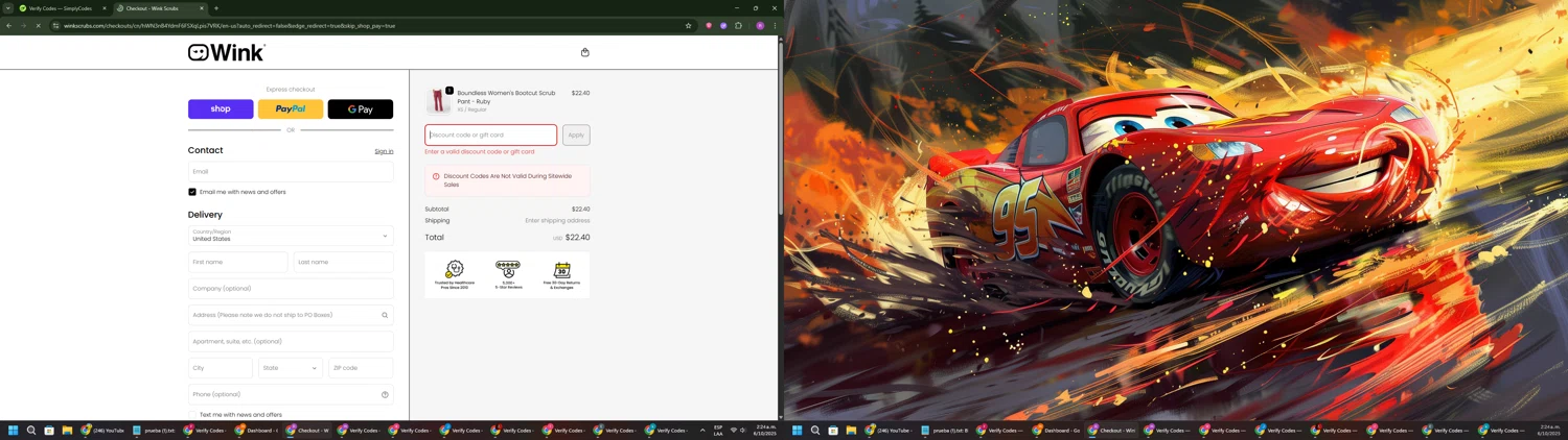 WonderWink promo code screenshot showing code iikia10 applied at WonderWink checkout page. Uploaded by SimplyCodes community member RoyalSentinel4577 on Oct 6, 2025