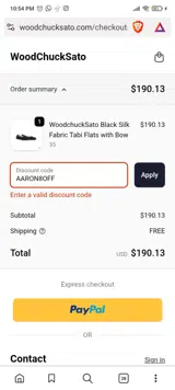 AARON8OFF coupon verification screenshot