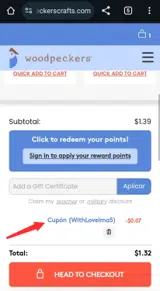 WITHLOVEIMA5 coupon verification screenshot