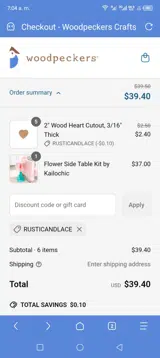 Rusticandlace coupon verification screenshot