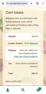 Wood Prairie Family Farm coupon verification screenshot