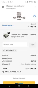 WELCOME5 coupon verification screenshot