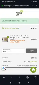 First5 coupon verification screenshot