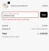 HANNAHLOVE coupon verification screenshot