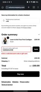 HANNAHLOVE coupon verification screenshot