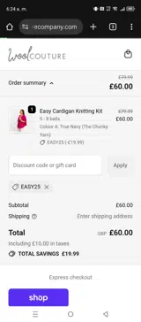 EASY25 coupon verification screenshot