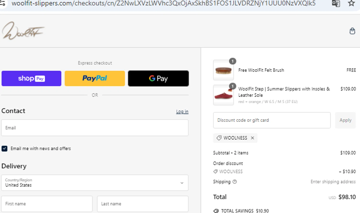 WoolFit promo code screenshot showing code WOOLNESS applied at WoolFit checkout page. Uploaded by SimplyCodes community member PennyOwl2559 on Jan 11, 2025