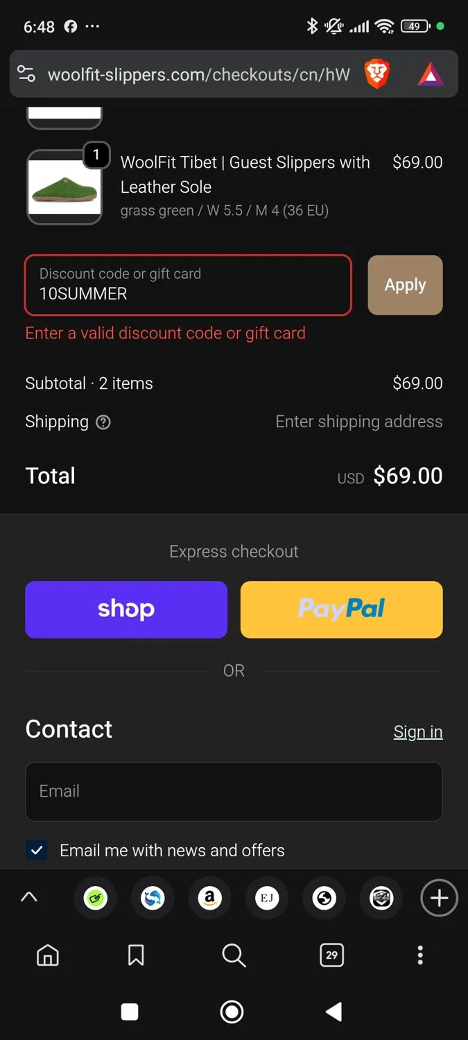 WoolFit promo code screenshot showing code 10SUMMER applied at WoolFit checkout page. Uploaded by SimplyCodes community member Mirian on Sep 23, 2025