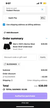BLESSINGS coupon verification screenshot