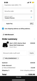 WELCOMEBONUS coupon verification screenshot