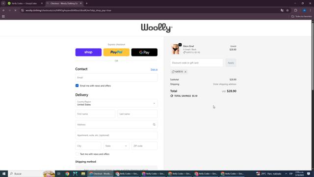 Woolly Clothing checkout page showing Woolly Clothing discount code box | Screenshot taken by SimplyCodes community member on Oct 3, 2025