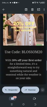 BLOSSOM20 coupon verification screenshot