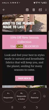 BLOOM10 coupon verification screenshot