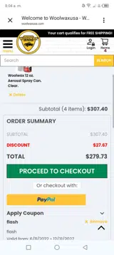 Flash coupon verification screenshot