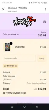 PIHO20 coupon verification screenshot