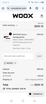 MOODY coupon verification screenshot