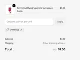 SHIPFREE coupon verification screenshot