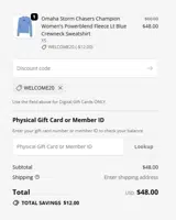 WELCOME20 coupon verification screenshot