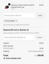 WELCOME10 coupon verification screenshot