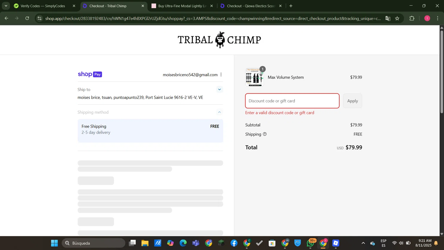 Work Boots promo code screenshot showing code CZN2CCZT applied at Work Boots checkout page. Uploaded by SimplyCodes community member DTBERA2024 on Aug 11, 2025