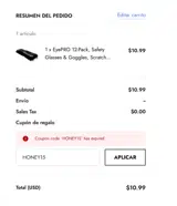 HONEY15 coupon verification screenshot