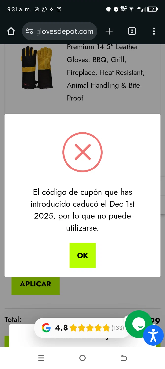 Work Gloves Depot promo code screenshot showing code BFCM20 applied at Work Gloves Depot checkout page. Uploaded by SimplyCodes community member TokenAce5969 on Dec 20, 2025