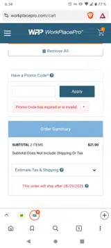 Work Place Pro coupon verification screenshot