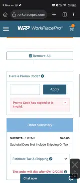 Work Place Pro coupon verification screenshot