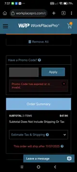 Work Place Pro coupon verification screenshot