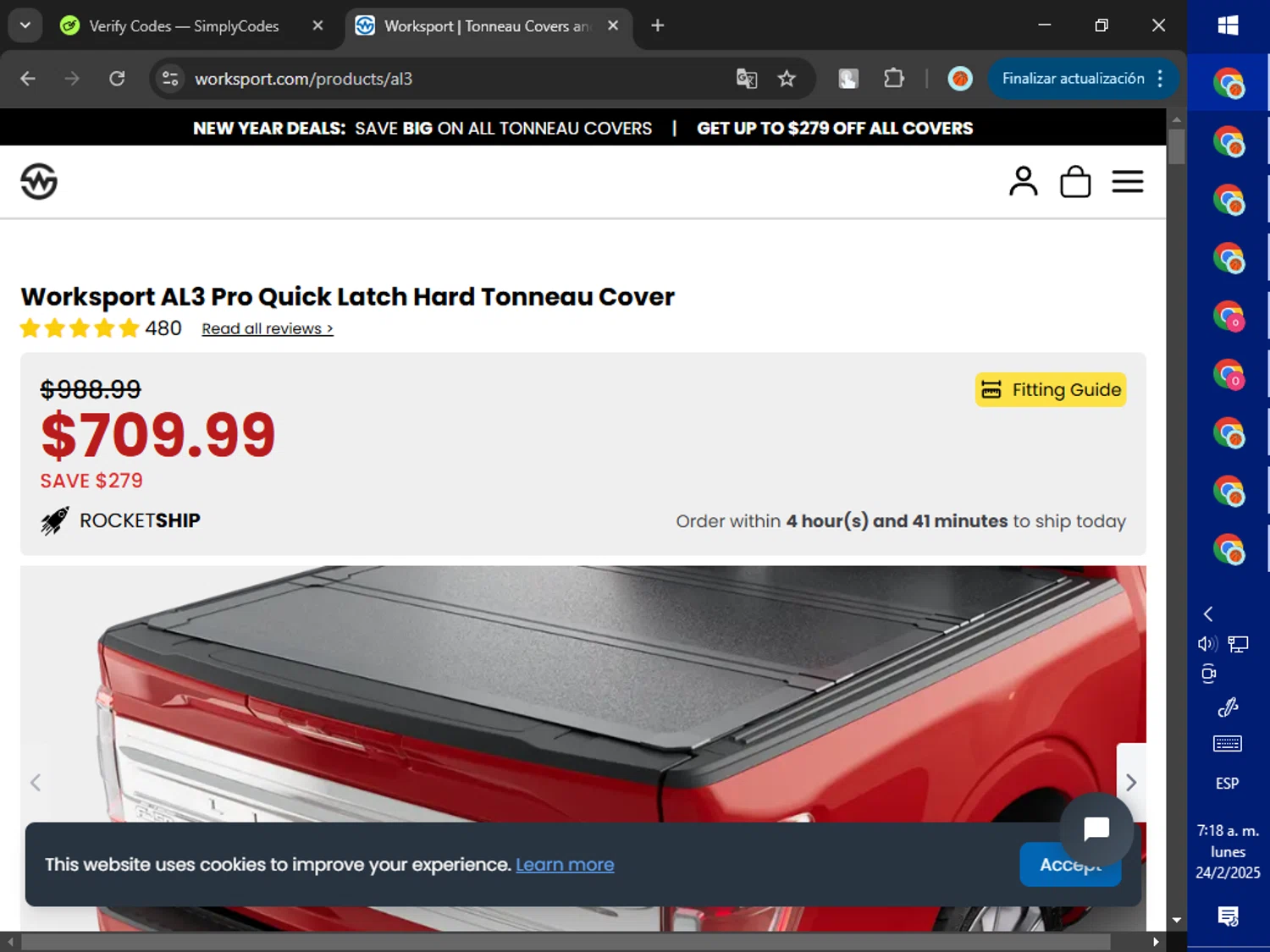 Worksport discount code screenshot showing code MAGMETARAPTOR10 applied at Worksport checkout page. Uploaded by SimplyCodes community member ValiantWarden8956 on Feb 24, 2025
