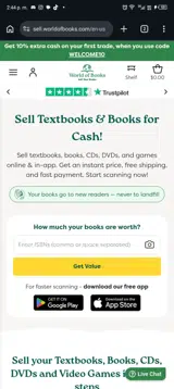World of Books - Sell Your Books US coupon verification screenshot