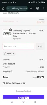 SAVE coupon verification screenshot