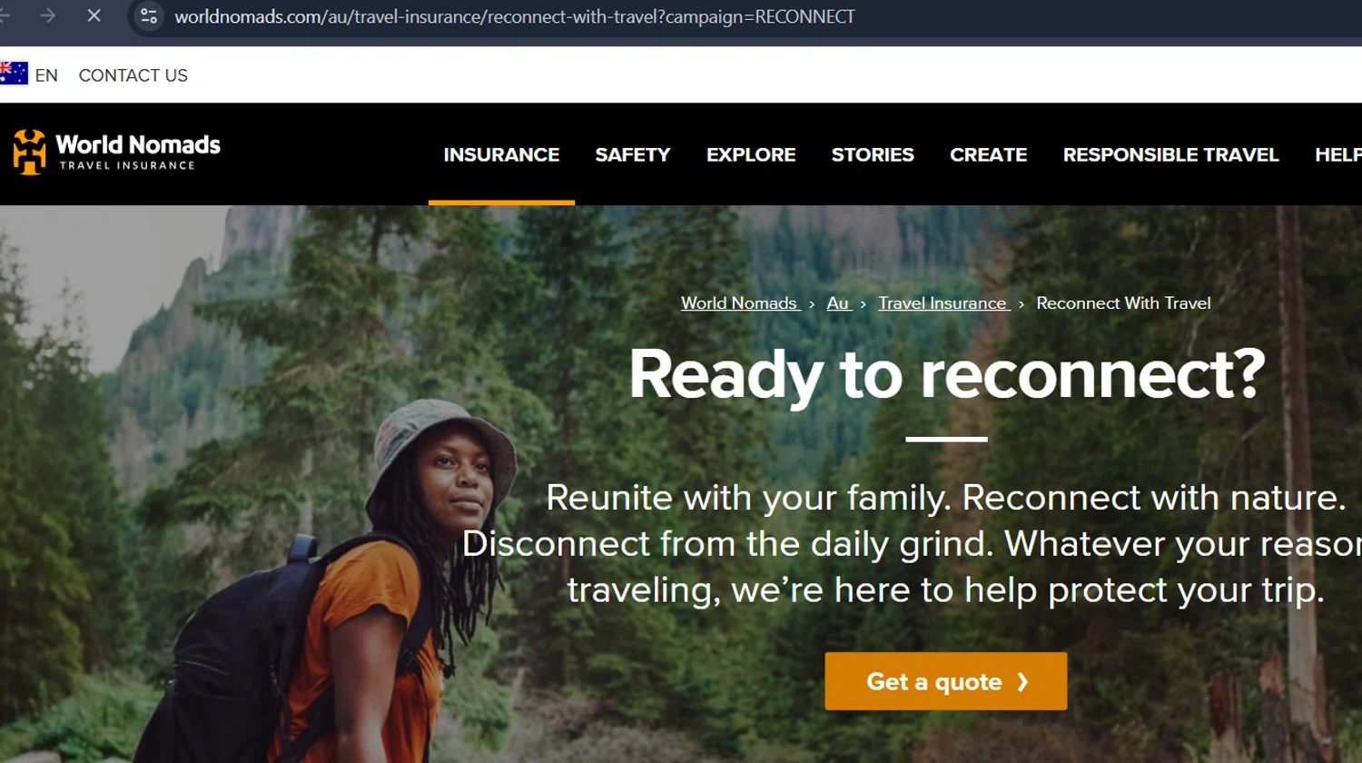 World Nomads discount code screenshot showing code RECONNECT applied at World Nomads checkout page. Uploaded by SimplyCodes community member NinjaShoyo on Feb 13, 2025