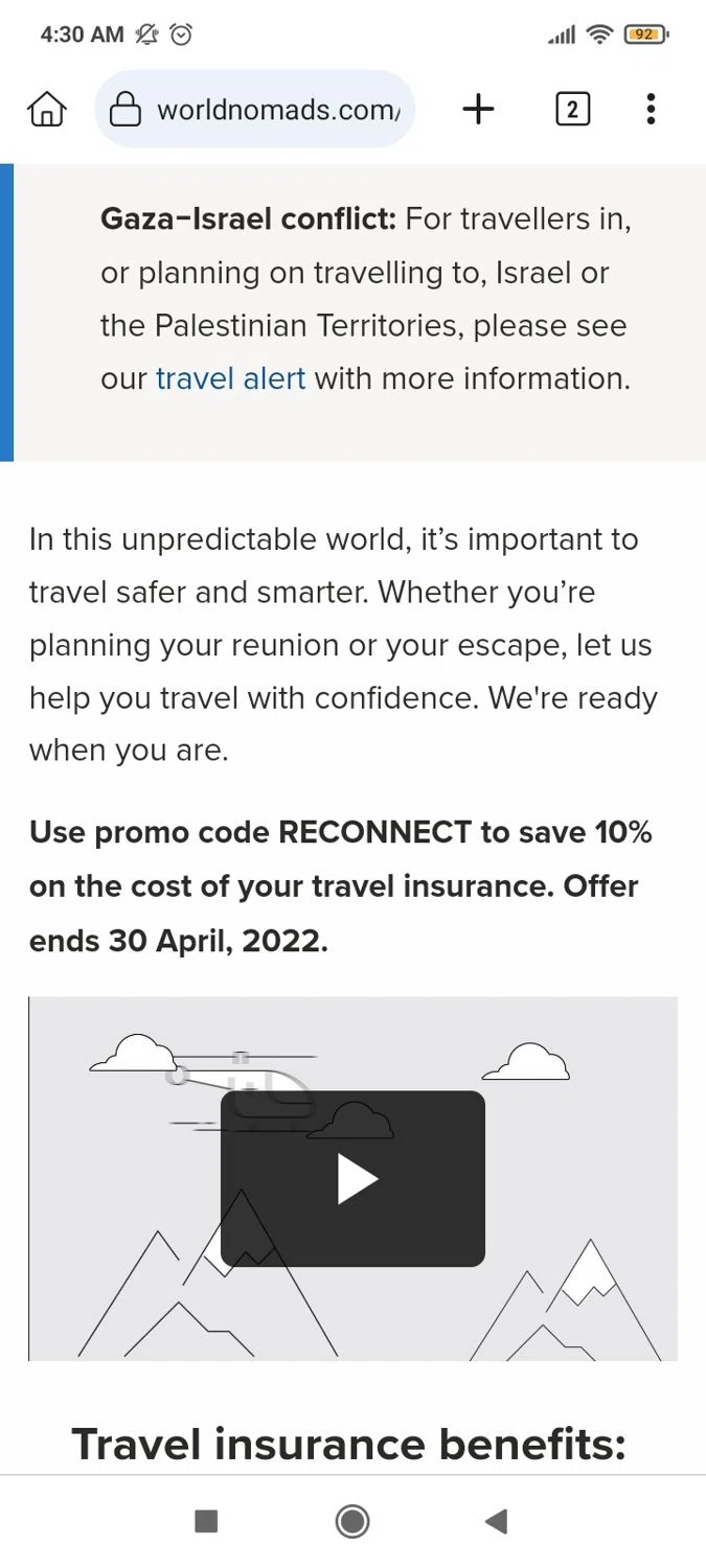 where to use World Nomads promo code box