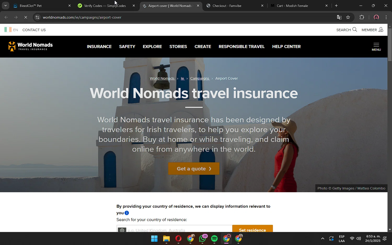 World Nomads discount code screenshot showing code WNCORK10 applied at World Nomads checkout page. Uploaded by SimplyCodes community member ShrewdPilot3521 on Jan 24, 2025