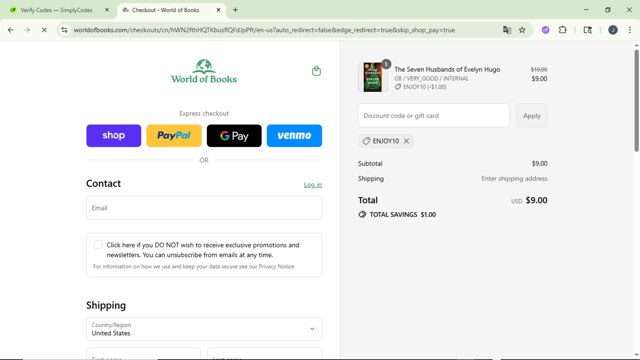 World of Books.com checkout page showing World of Books.com discount code box | Screenshot taken by SimplyCodes community member on Sep 6, 2025