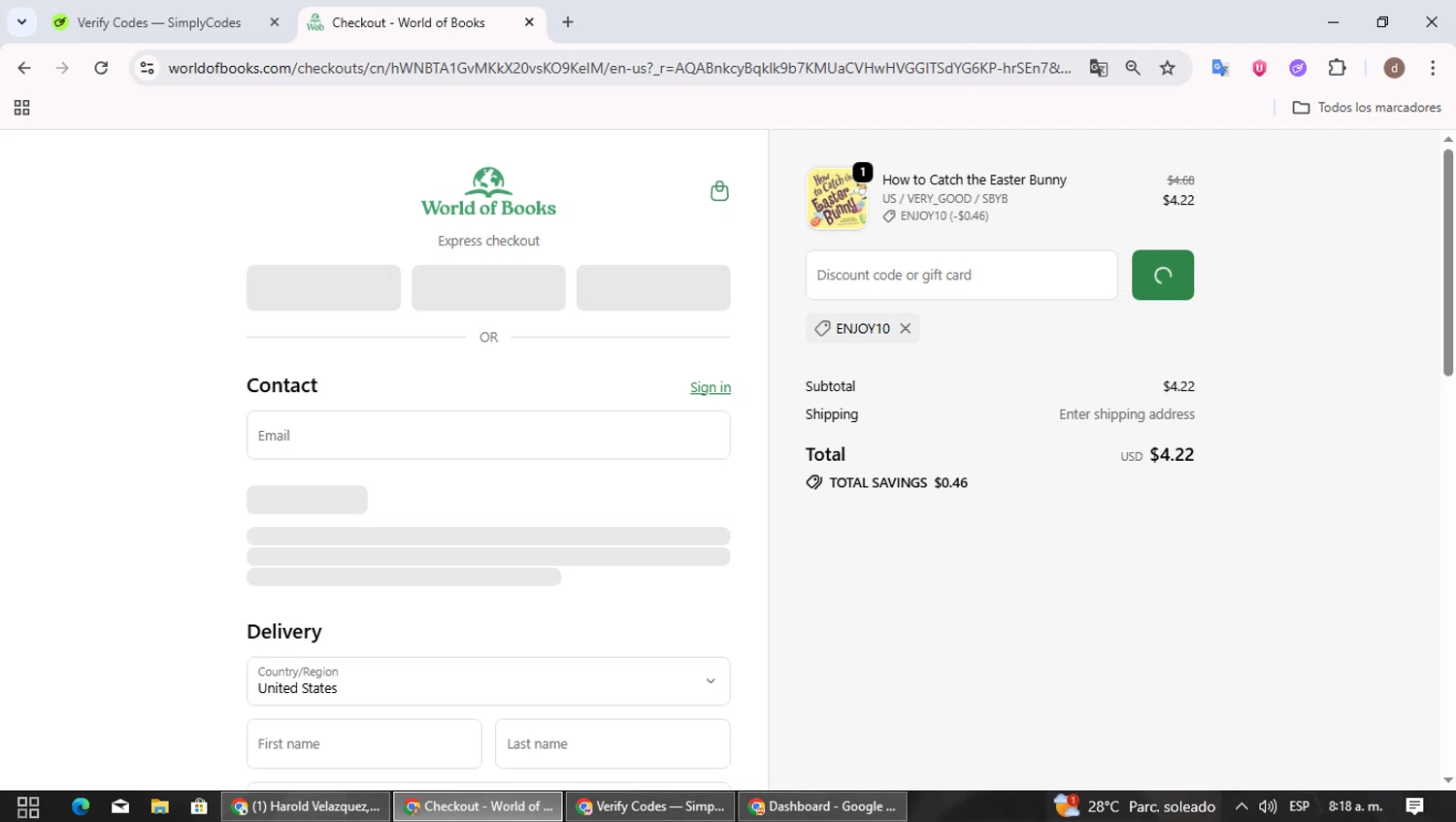 Verification screenshot for 11% Off Storewide at World of Books. com at World of Books.com — 45d ago
