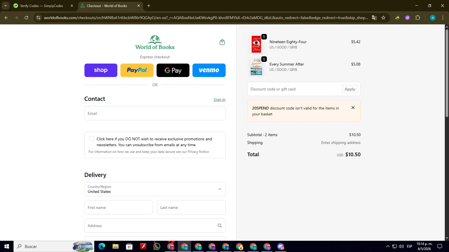 Verification screenshot for 20% Off Select Items at World of Books. com at World of Books.com — 35d ago
