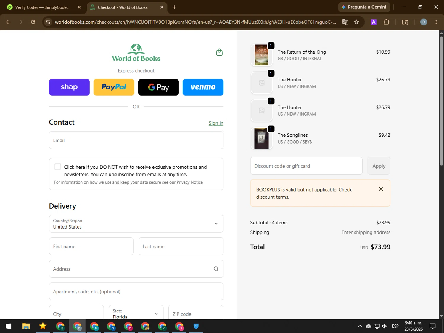 Verification screenshot for 20% Off Select Items at World of Books. com at World of Books.com — 18d ago