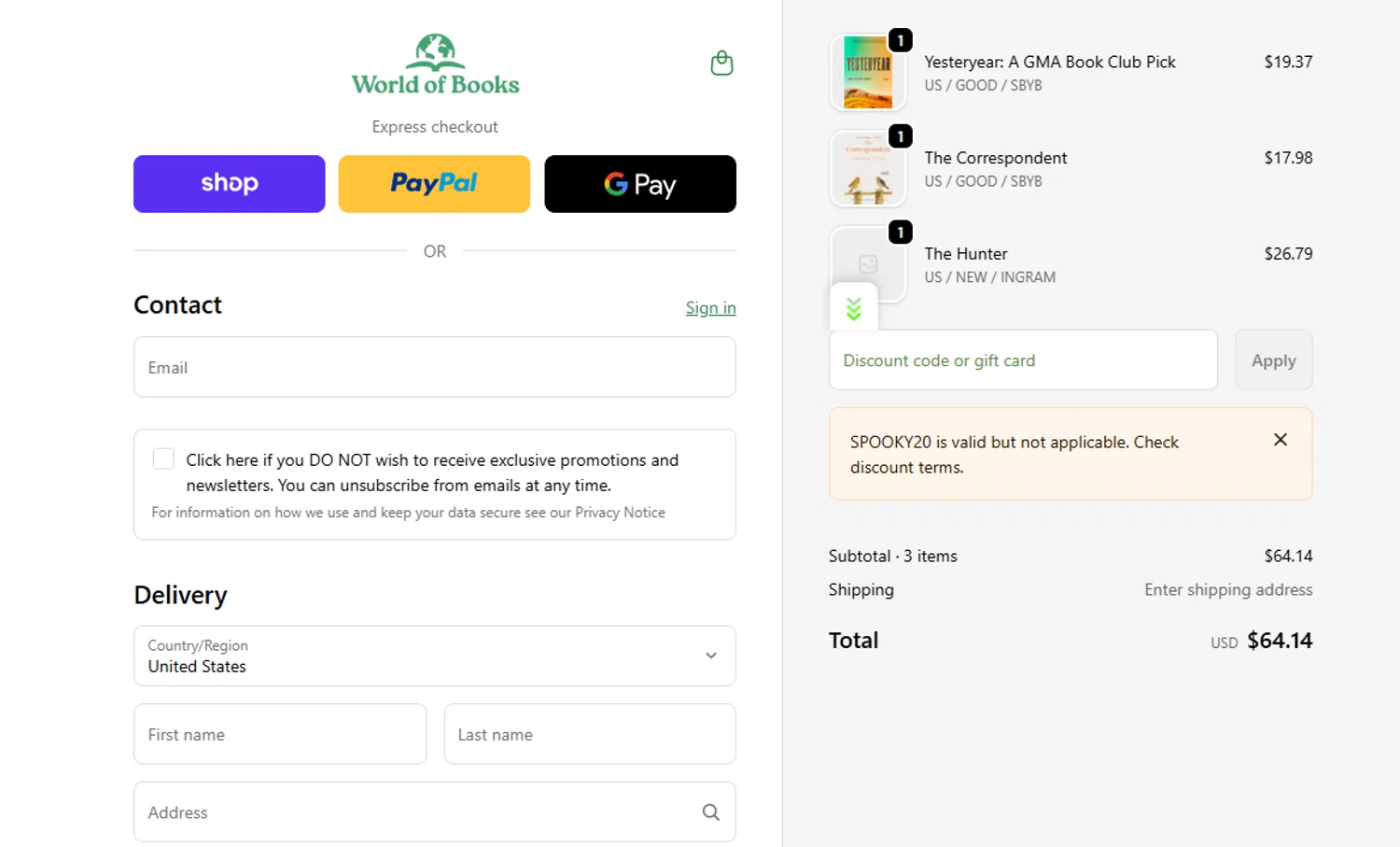 Verification screenshot for 20% Off Select Items at World of Books. com at World of Books.com — 8d ago