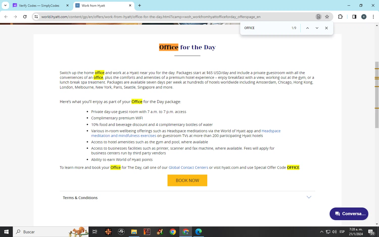 World of Hyatt checkout page showing World of Hyatt promo code box | Screenshot taken by SimplyCodes community member on Jan 21, 2024