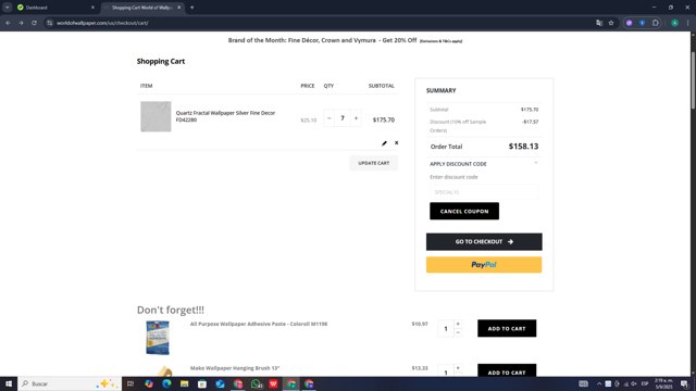 World of Wallpaper checkout page showing World of Wallpaper discount code box | Screenshot taken by SimplyCodes community member on Sep 5, 2025