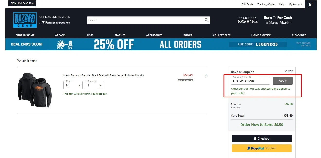 World of Warcraft checkout page showing World of Warcraft discount code box | Screenshot taken by SimplyCodes community member on Jul 15, 2021