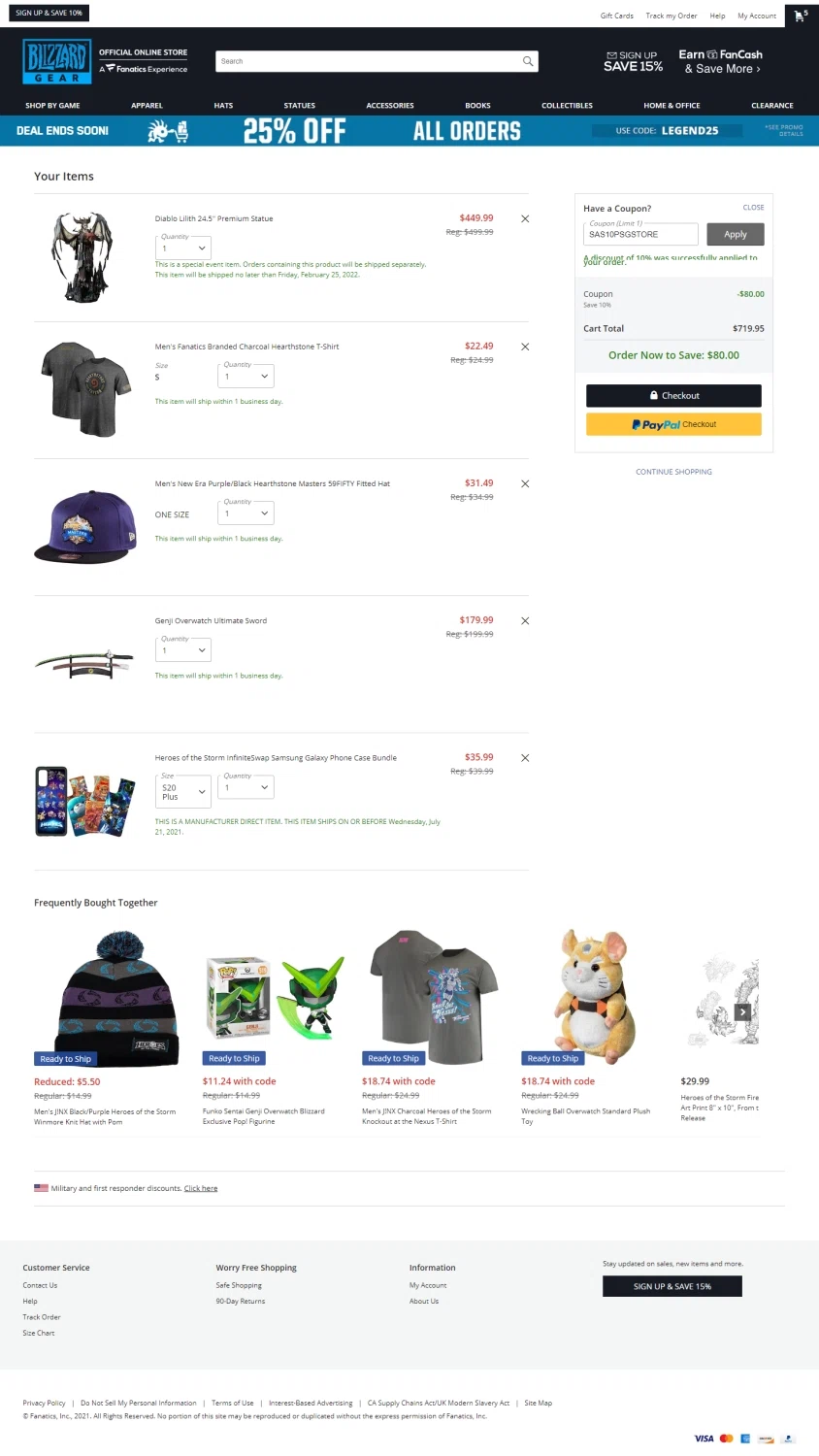 World of Warcraft checkout page showing World of Warcraft discount code box | Screenshot taken by SimplyCodes community member on Jul 15, 2021