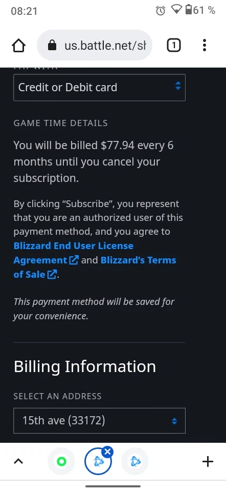 World of Warcraft checkout page showing World of Warcraft discount code box | Screenshot taken by SimplyCodes community member on Oct 11, 2021